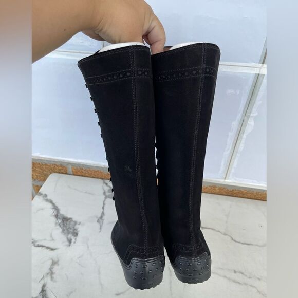 Tod's Gomminos combat moto style mid calf boots 6.5 - Picture 5 of 15